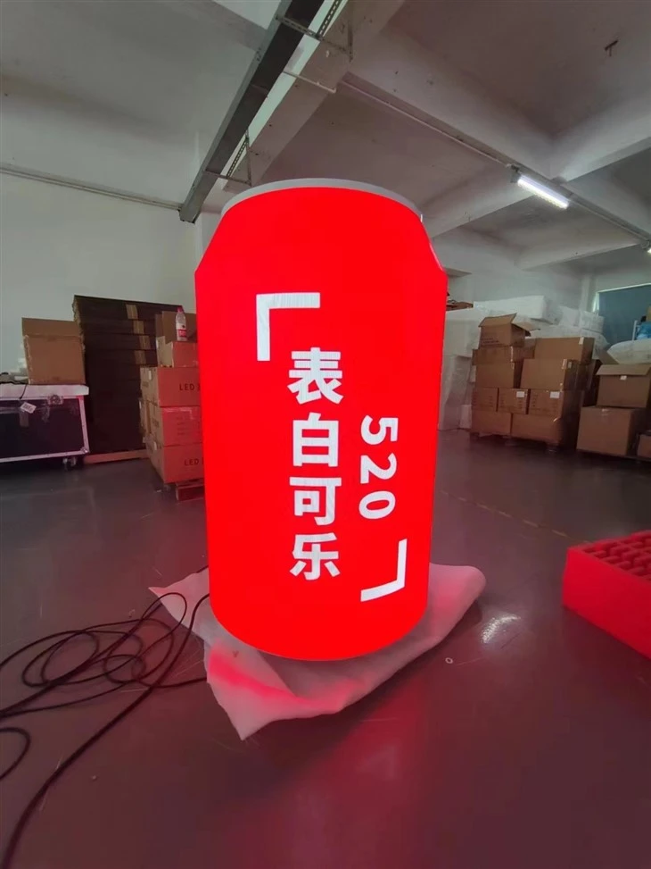 P1.8 LED Beer Can Display / LED Coke Can Display With Front Maintenance Soft Led Modules And Customized Flexible Modules For Unique Digital Advertisement